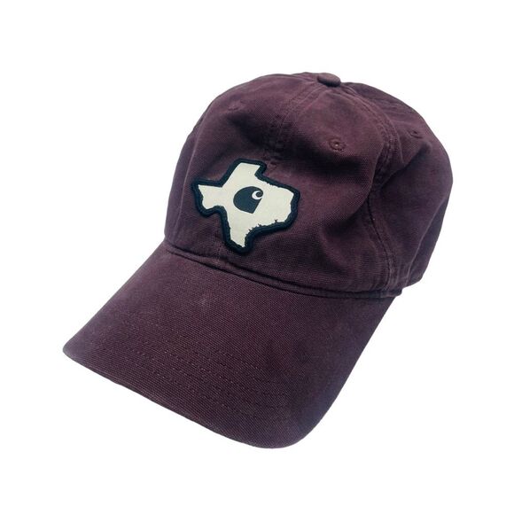 Maroon Brown Carhartt Force Cotton Canvas Texas State Patch Hat Cap - Picture 2 of 6